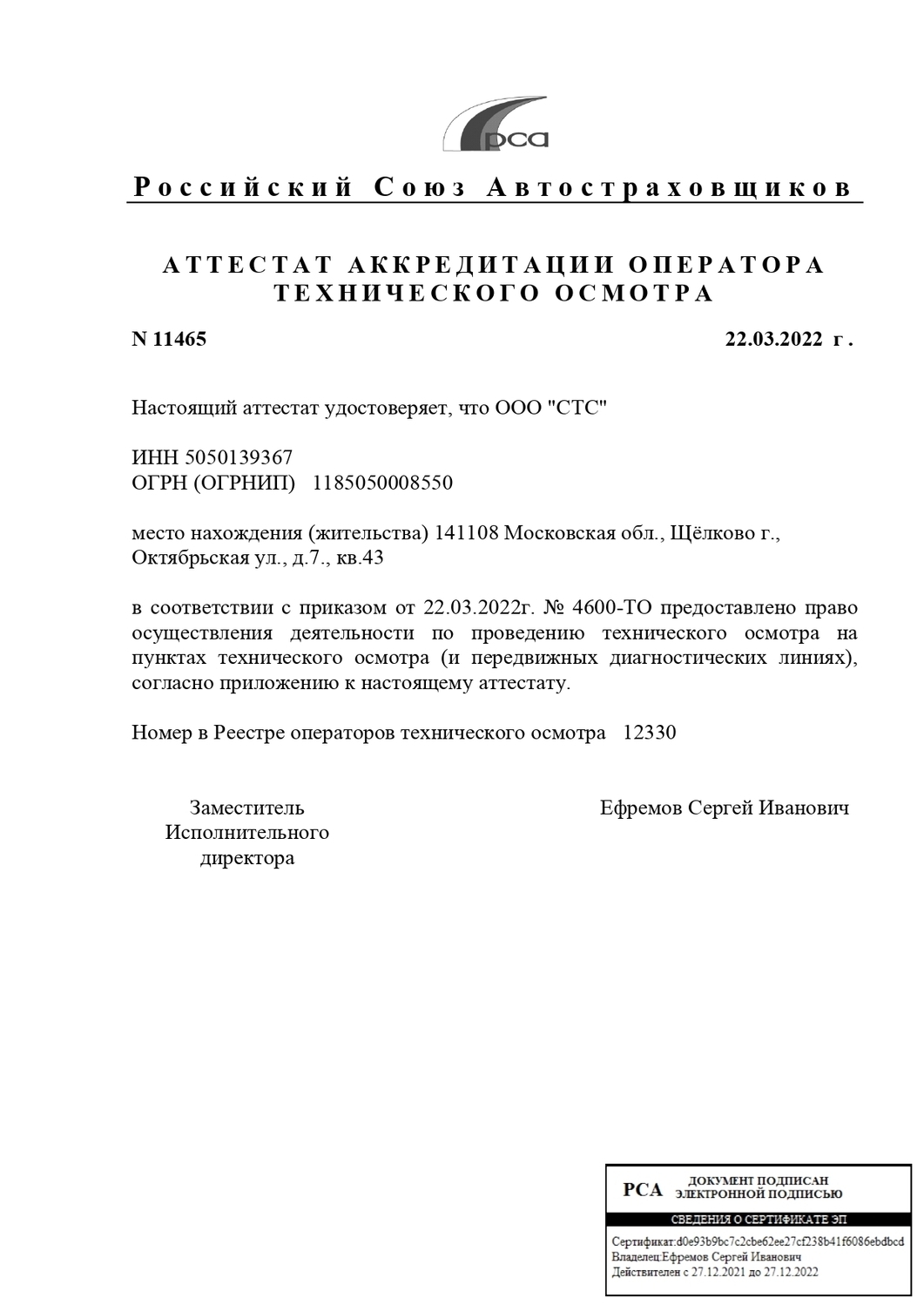 АТТЕСТАТ АККРЕДИТАЦИИ ПТО09808